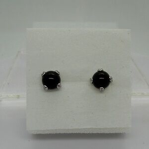Elegant Black and Silver Stud Earrings